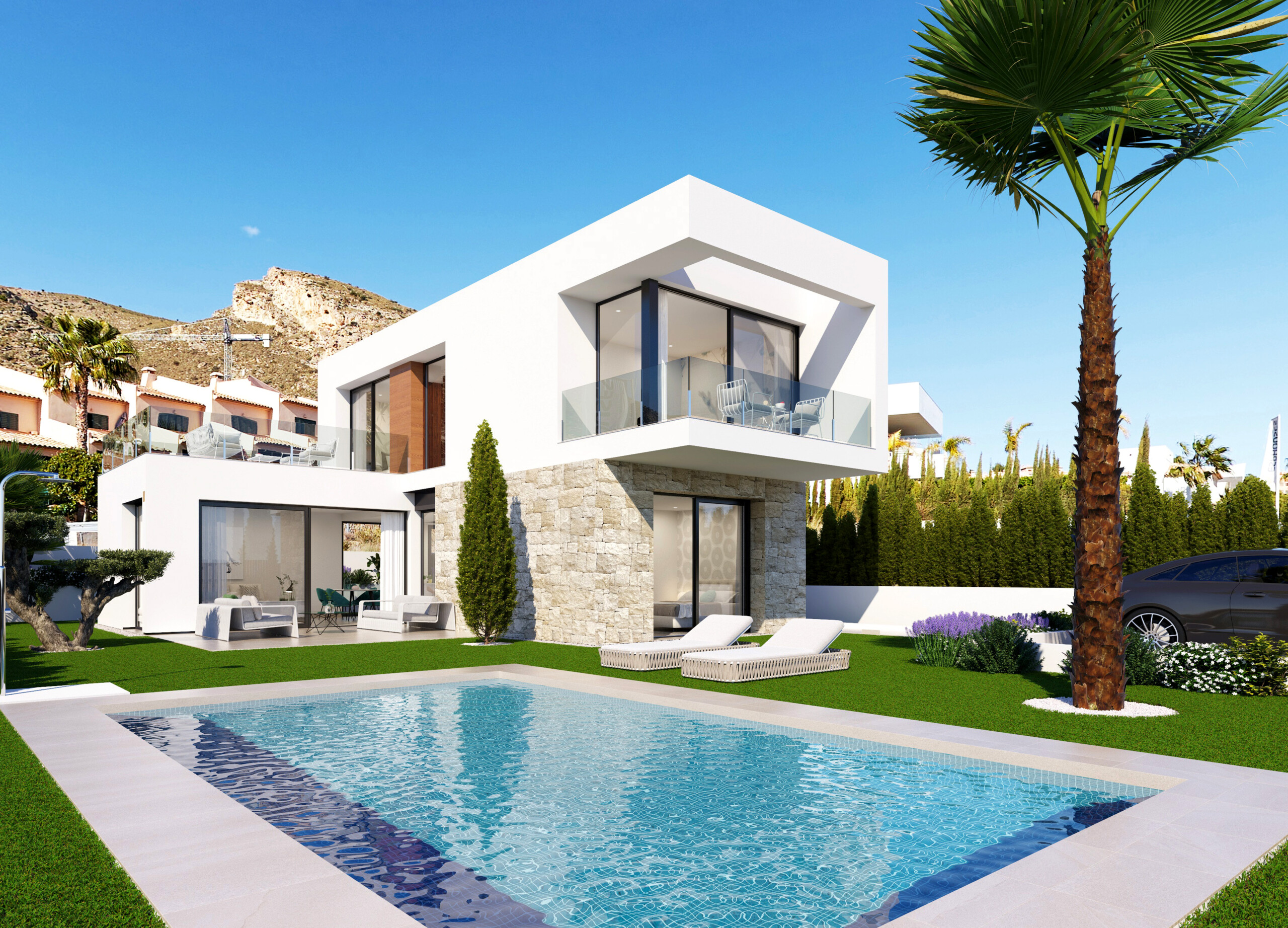 Naujos statybos projektas Finestrat Sierra Cortina: Seaview 6 (Atskiri namai)